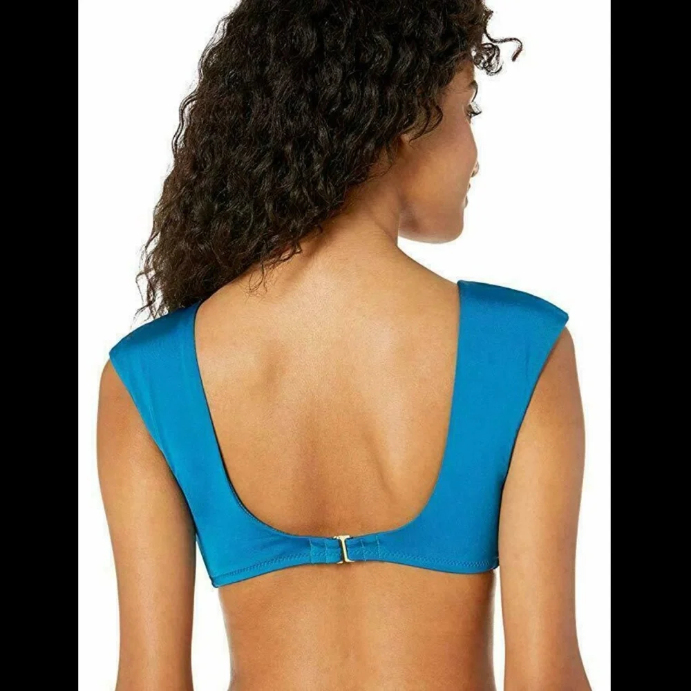 NWT Trina Turk Getaway Front Knot Bikini Top in Dark‎ Teal [size 8 ]
